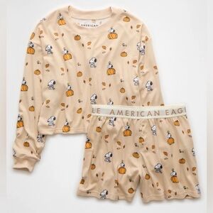 New! American Eagle AE snoopy peanuts fall Halloween pumpkin pajamas size medium